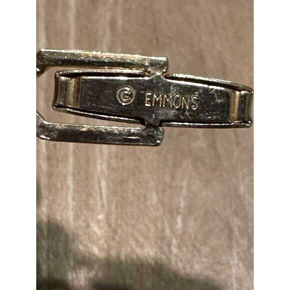 Vintage Emmons Cufflinks Tie Tack Pin Black Onyx gold tone Mid Century Wedding - Picture 9 of 9